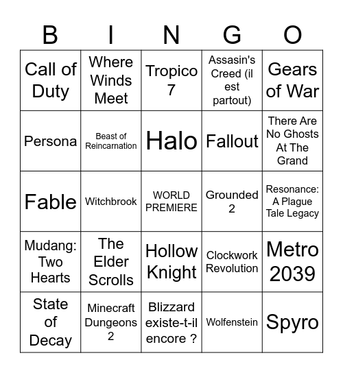 XBOXXXX Bingo Card