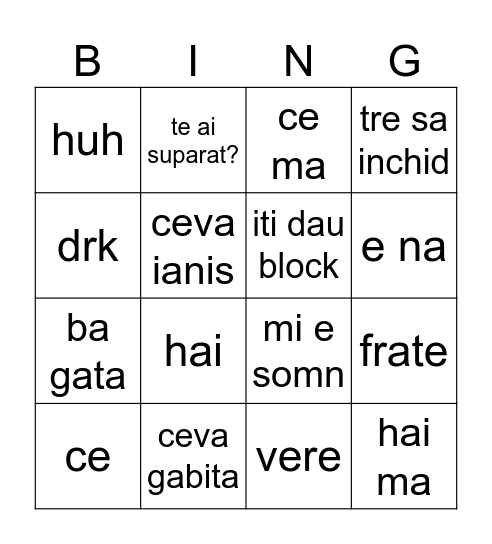 ce zice robi Bingo Card