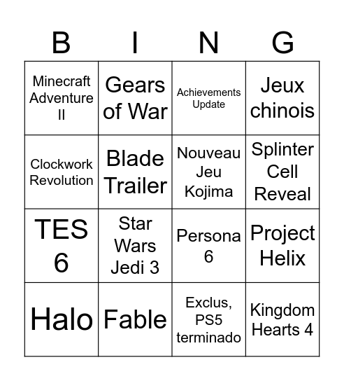 ULTRA XBOX BINGO Card