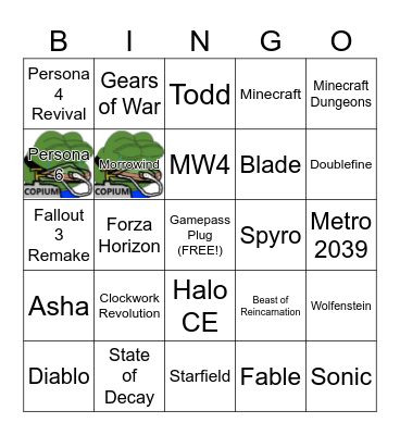 Xbox Showcase 2026 Bingo Card