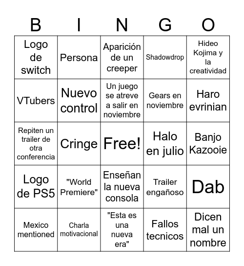 Xbox Games Showcase 2026 Bingo Card