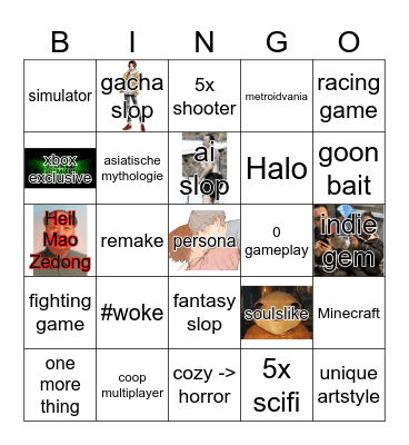 xbox slop showcase Bingo Card