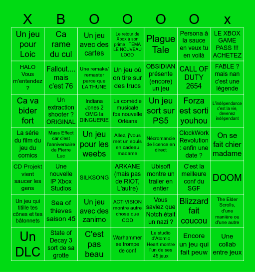LA XBOX 2026 Bingo Card