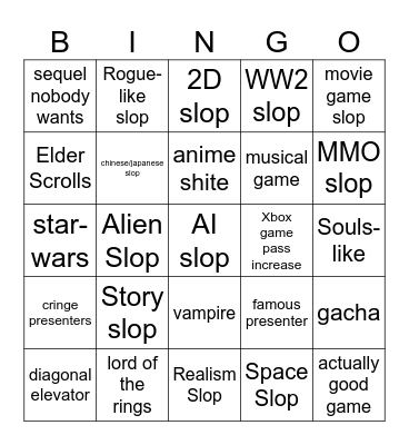 Xbox Bingo Card