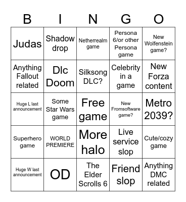 XBOX GAME SHOWCASE 2026 Bingo Card