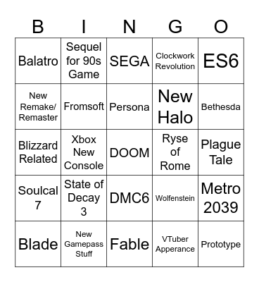 Xbox Showcase 2026 Bingo Card