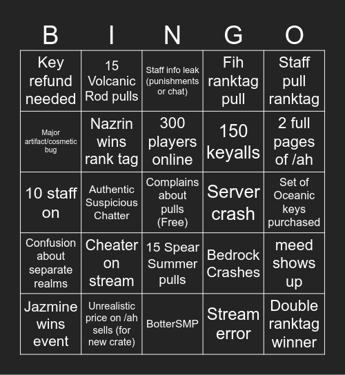 Sunny Crate Bingo Card