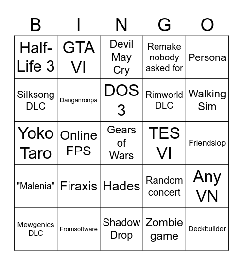Xbox + PC Bingo Card