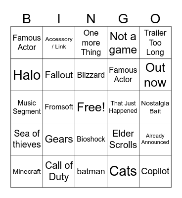 Microsoft Bingo Card