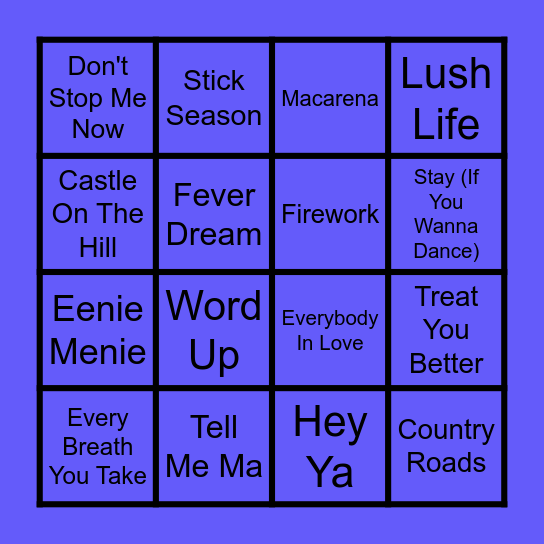 Cam Bingo 5 (Round 2) Bingo Card