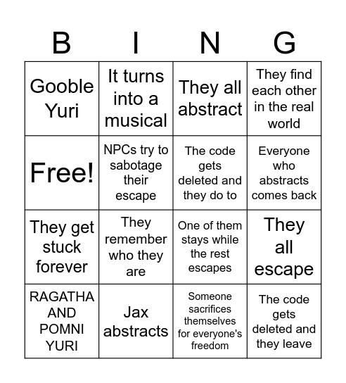 TADC Bingo Card