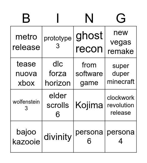 Untitled Bingo Card