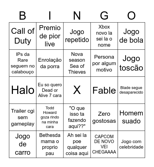 Sei nem pq to assistindo Bingo Card