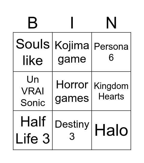 xbox showcase Bingo Card