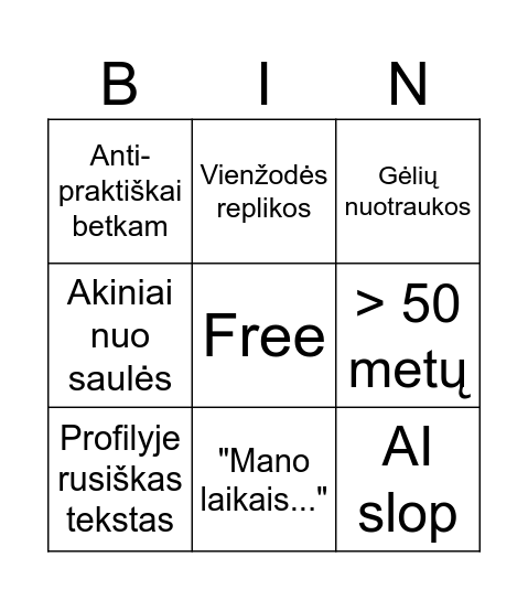 FB komentarų bingo Card
