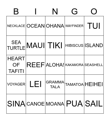 KIYA'S 9TH MOANA BIRTHDAY PARTY Bingo Card