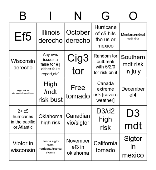 2026 svr wx bingo Card