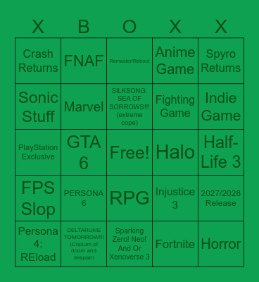 XBOX SHOWCASE JUNE 2026 BINGO Card