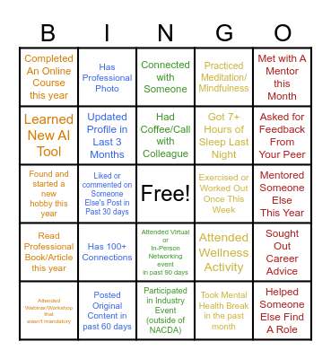 NACDA Bingo Card