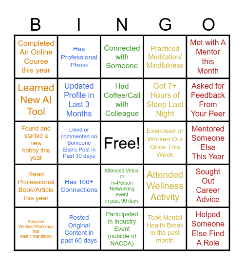 NACDA Bingo Card