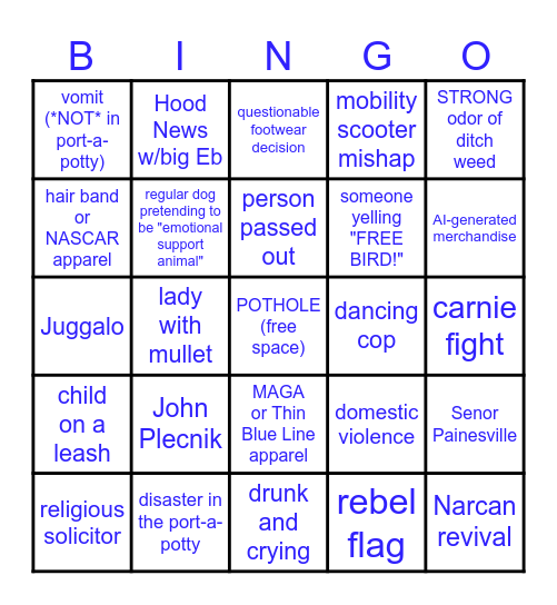 2026 PARTY IN THE PARK BINGO Card