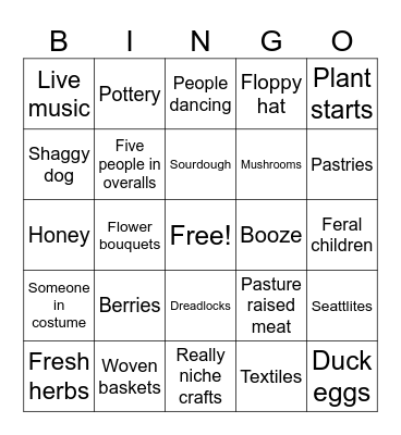 Farmer’s Market Bingo Card