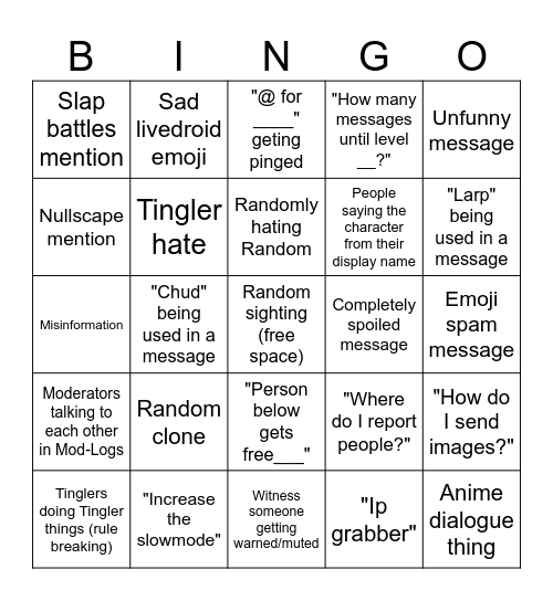 Die of Death server/Saucefy's Creations bingo Card