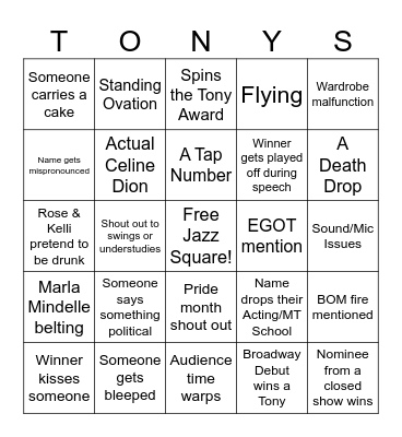 Tony Awards BINGO! Bingo Card