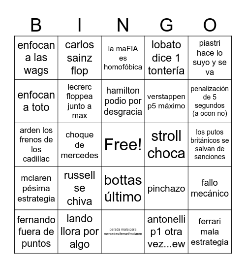 barcelona Bingo Card