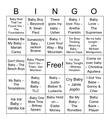 Baby Bingo Card