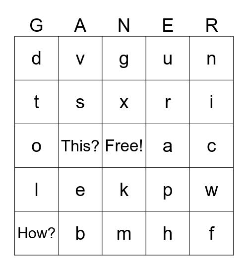 Granger Bingo Card