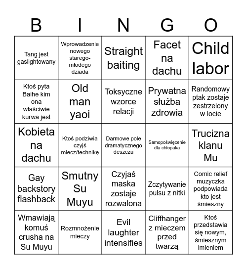 Blood River Bingo Card