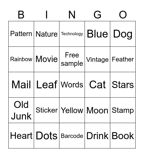 Junk Journal Bingo Card