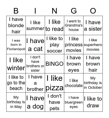 Back to School Bingo Card