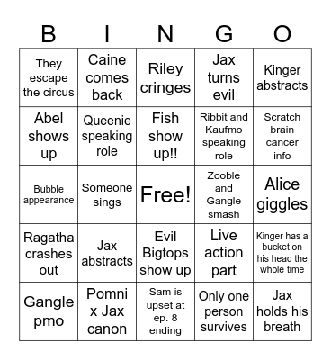 Tadc Episode 9 Bingo Card