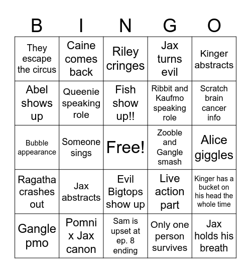 Tadc Episode 9 Bingo Card