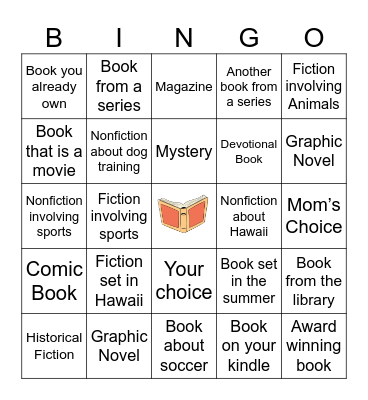 Summer Reading Bingo Card