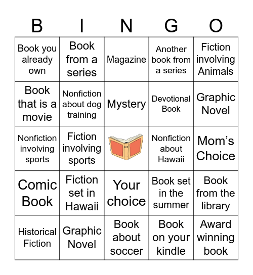 Summer Reading Bingo Card