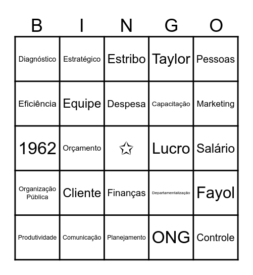 ✩Bingo da Monitoria IntroAdm✩ Bingo Card