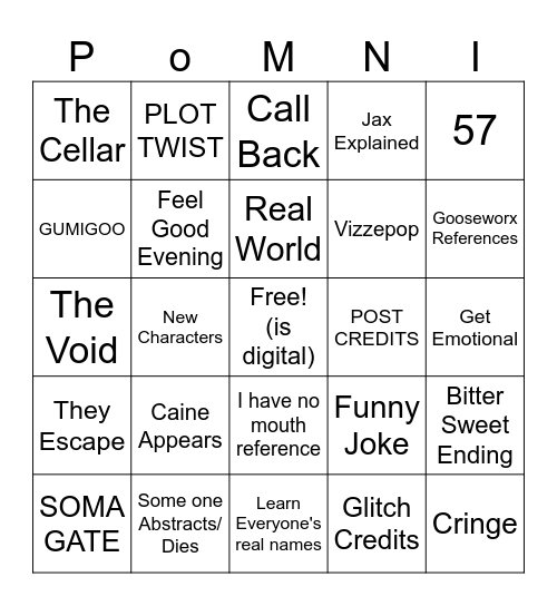 TADC MOVIE BINGO Card