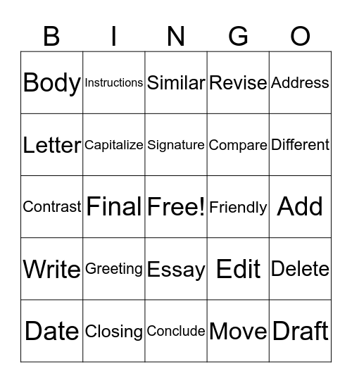 REVIEW BINGO Card