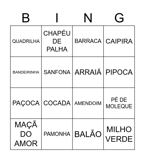 ARRAIÁ DO VIVÊNCIAS Bingo Card