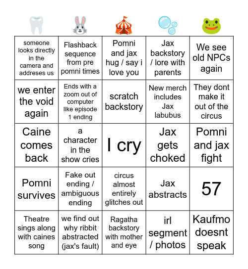 TADC - The Final Act Bingo Card