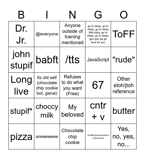 Stupif Session Bingo Card