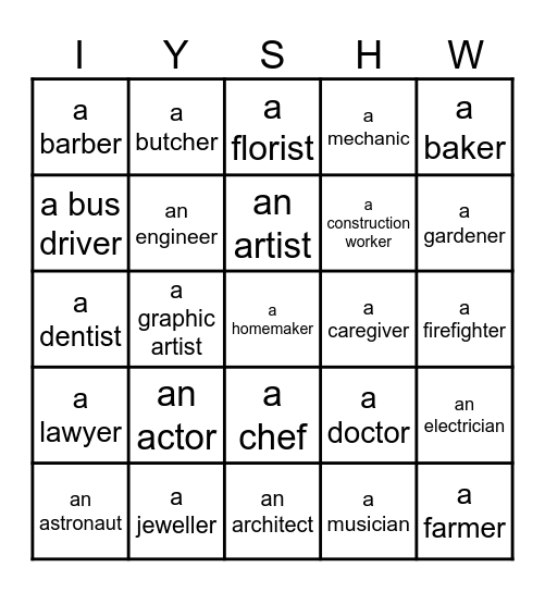 What will you be? Bingo Card