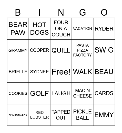 ST GEORGE Bingo Card