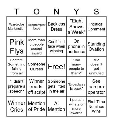 Tony Awards 2026 Bingo Card