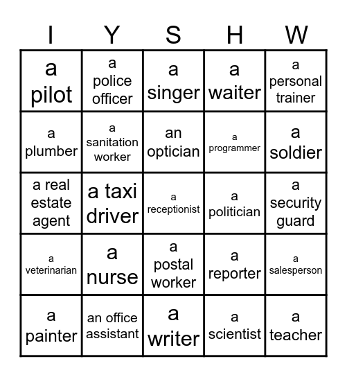 What will you be? (Professions 2) Bingo Card