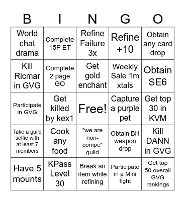 Soul Bingo Card