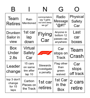 Monaco GP 2026 Bingo Card